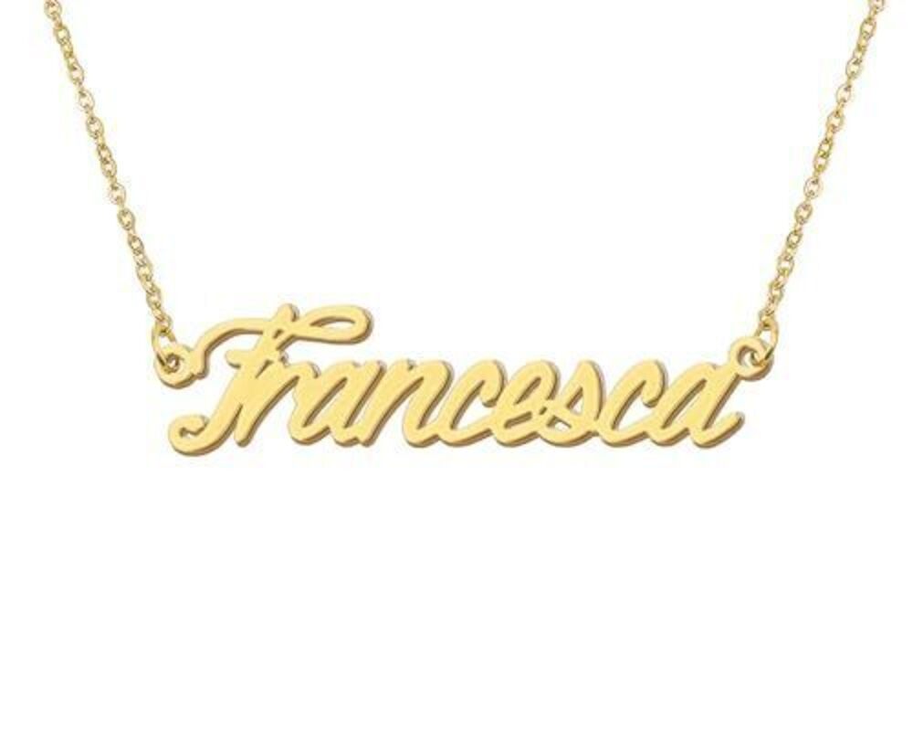 3565 18k Gold Plated Francesca Name Necklace Dainty Nameplate Necklaces